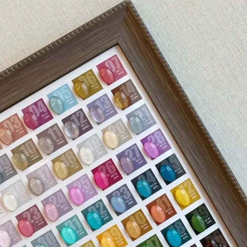 48/120Pcs Elliptical Shaped Clear Glass Nail Polish Color Card Manicure Color Display Tips Fake Color Chart Showing Shelf