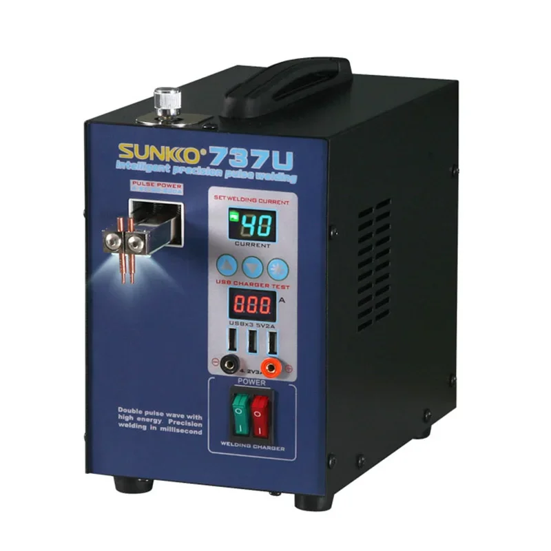 

S737U Spot Welding Machine Double Pulse Battery Spot Welder for 18650 Lithium Battery Pack Welder with 3 USB Charging Test