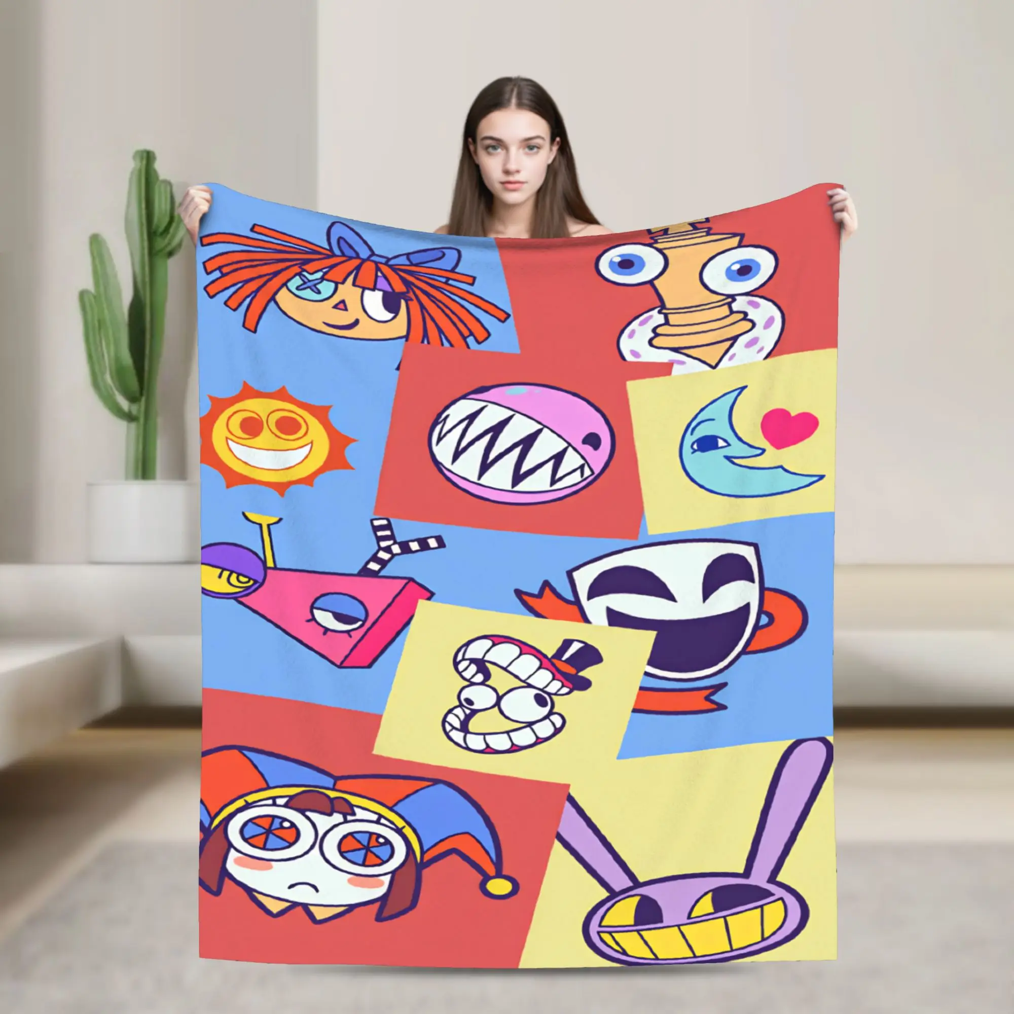 the amazing digital circus Blanket Plush Bedding Throws For Couch Chair Sofa Bed Travel Office Flannel Bedspread Bed Cover