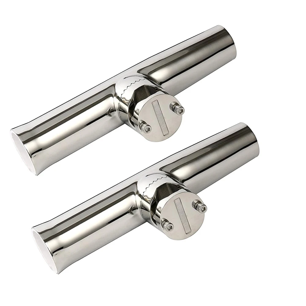 

Fishing Rod Holder 2PCS Stainless Tournament Style Clamp on Rod Holder, Rail Mount Fishing Pole Holder for Rails 7/8" to 1"