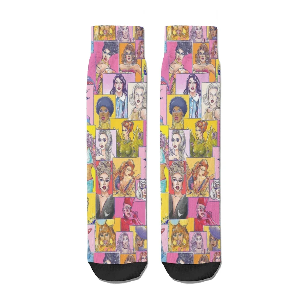 All Drag Queens  Straight Socks Male Mens Women Spring Stockings Polyester Hip Hop