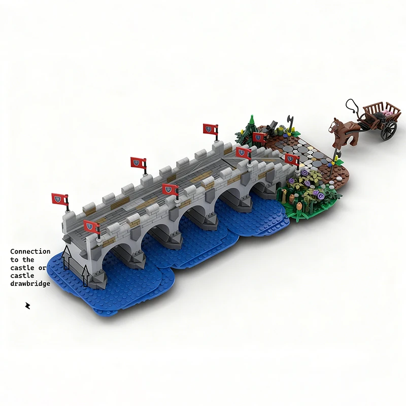 

889pcs MOC Medieval Bridge To Castle Model Building Blocks Construction Toy Christmas Gifts DIY Creative Idea Education Brick