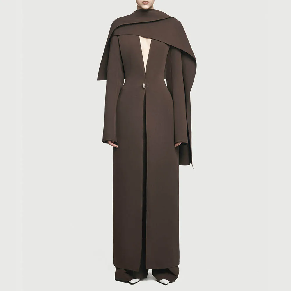 TWOTWINSTYLE solidna wyszczuplająca łączona tunika zapinana na jeden guzik dla kobiet wokół szyi z długimi rękawami patchworkowy szalowy top damski nowość