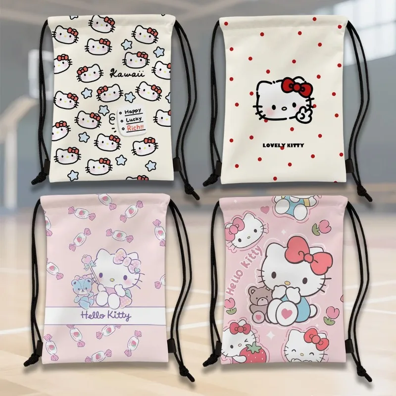 Mochila de baloncesto con estampado de Hello Kitty, bolsa de almacenamiento portátil para deportes al aire libre, bolsa impermeable para pelotas de gran capacidad, regalo