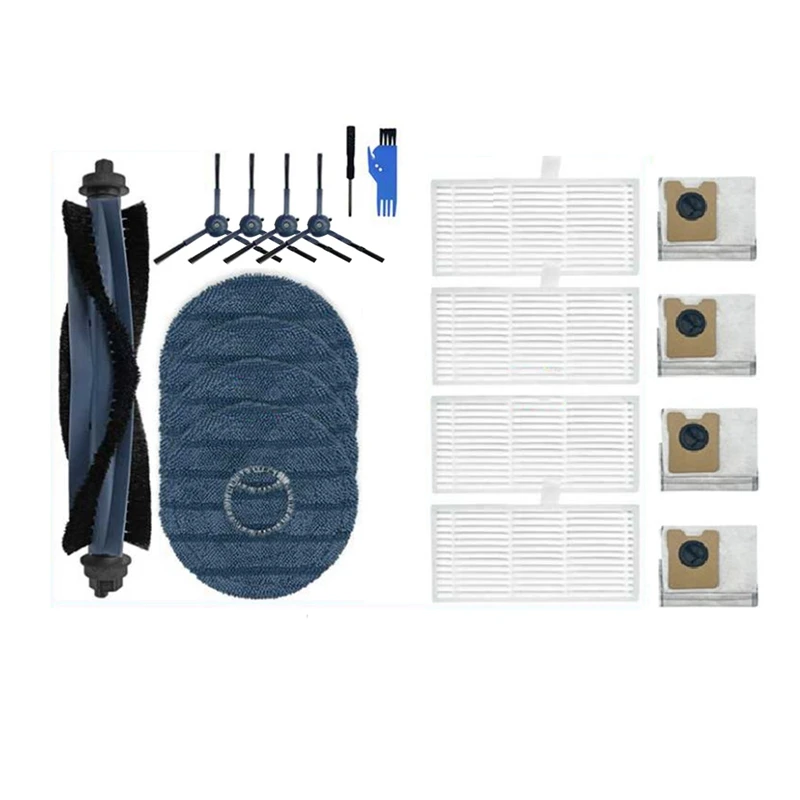 ABNO-19PCS Voor Eufy Omni C20 Stofzuiger Vervangende Onderdelen Belangrijkste Zijborstel HEPA Filter Mop Pads Stofzakken Accessoires Kits