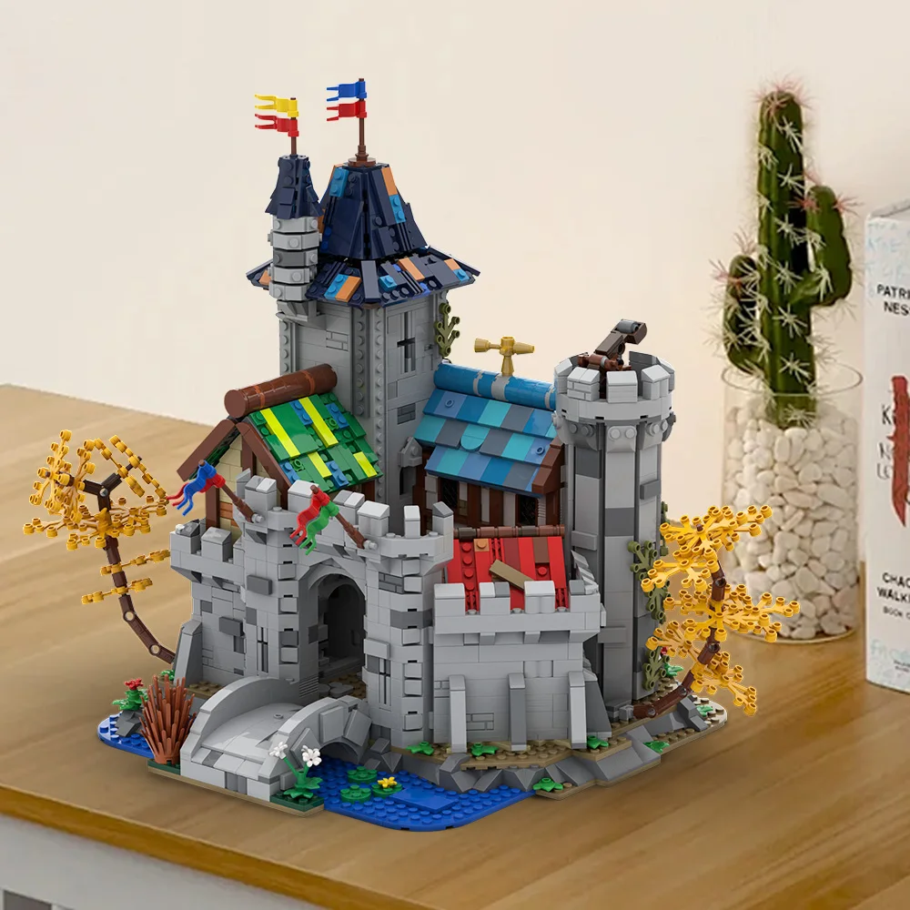 Gobricks MOC Middeleeuwse Architectuur Fantasie Kasteel Bouwstenen Model Beer Lords Kasteel Bakstenen Gemonteerd Speelgoed Kinderen Gift