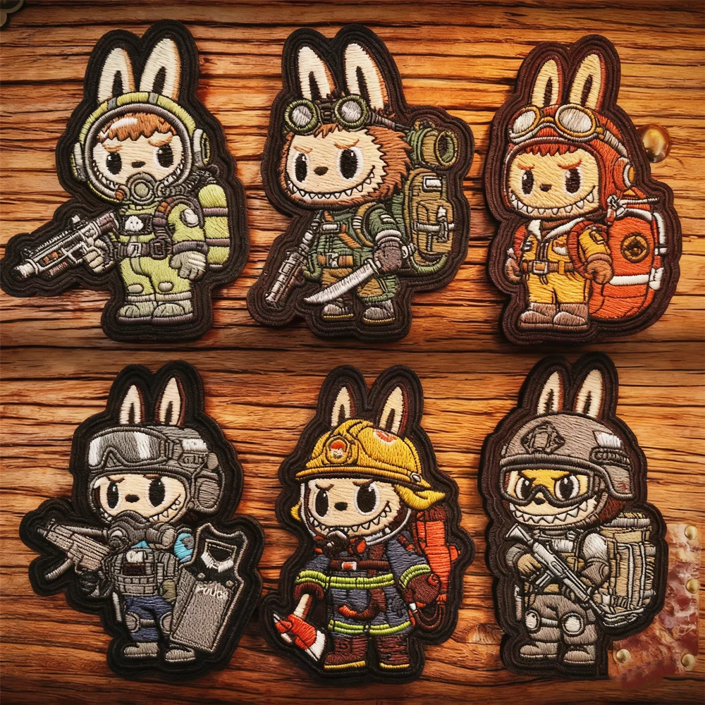Tactical Squad Embroidery Patch Air Force Navy Army Firefighter Cartoon Armband for Clothing Backpack Vest Decoration