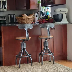 Chaises de bar en fer de style industriel avec dossier réglable, tabourets en bois massif, salon et salle à manger