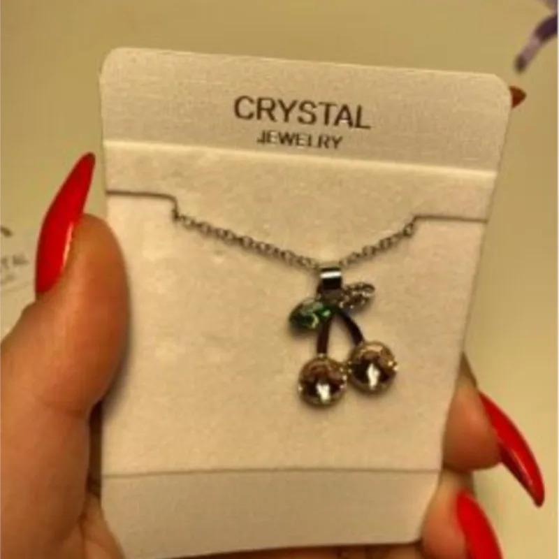 quality Crystal red pink Cherry Design Pendant Necklae fashion jewelry dropshipping promotion New Arrival wed girl birthday gift