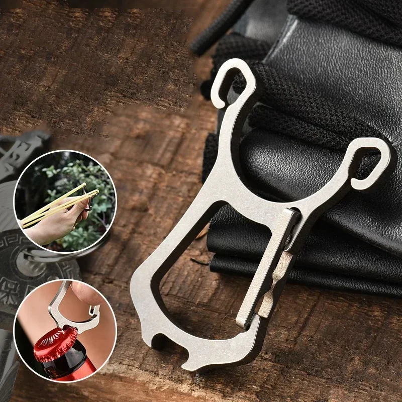 

1pc Pocket EDC Alloy Keychain Outdoor Mini Multifunctional Slingshot Keychain Pendant Opener Buckle Tools