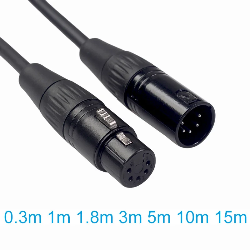 3Pin 5Pin DMX XLR Male to Female Cable Microphone Plug jack Wire Guitar Extension Cable for audio Mixer Amplifiers 0.3m-15m