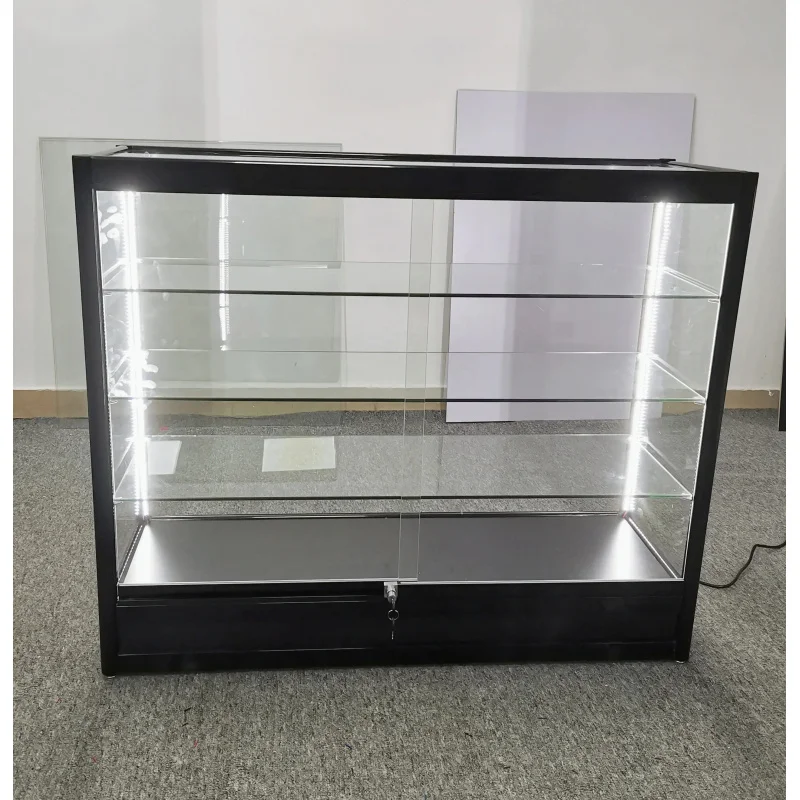 custom.Lockable 48 Inch Smoke Shop Counter KD Glass Display Showcase