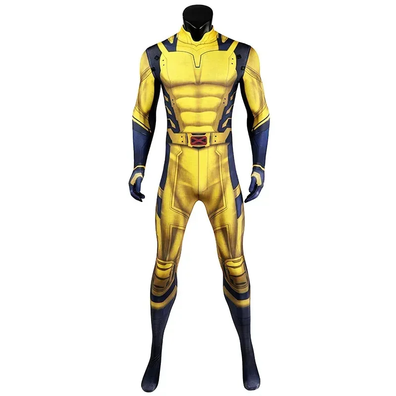 

NewMen's Halloween Party Cosplay Movie Deadpool 3 Cosplay Tight Fitting Clothing Yellow 3D Printed Jumpsuit Carnival Birthday Gi