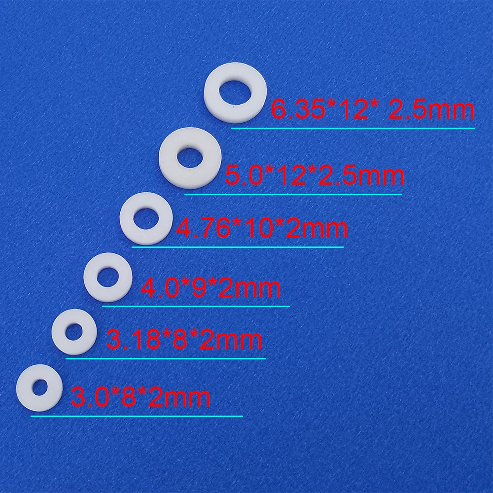 10 szt. Plastikowa podkładka dystansowa PTFE 3.0/3.18/4.0/5.0/6.35mm 1/4 \