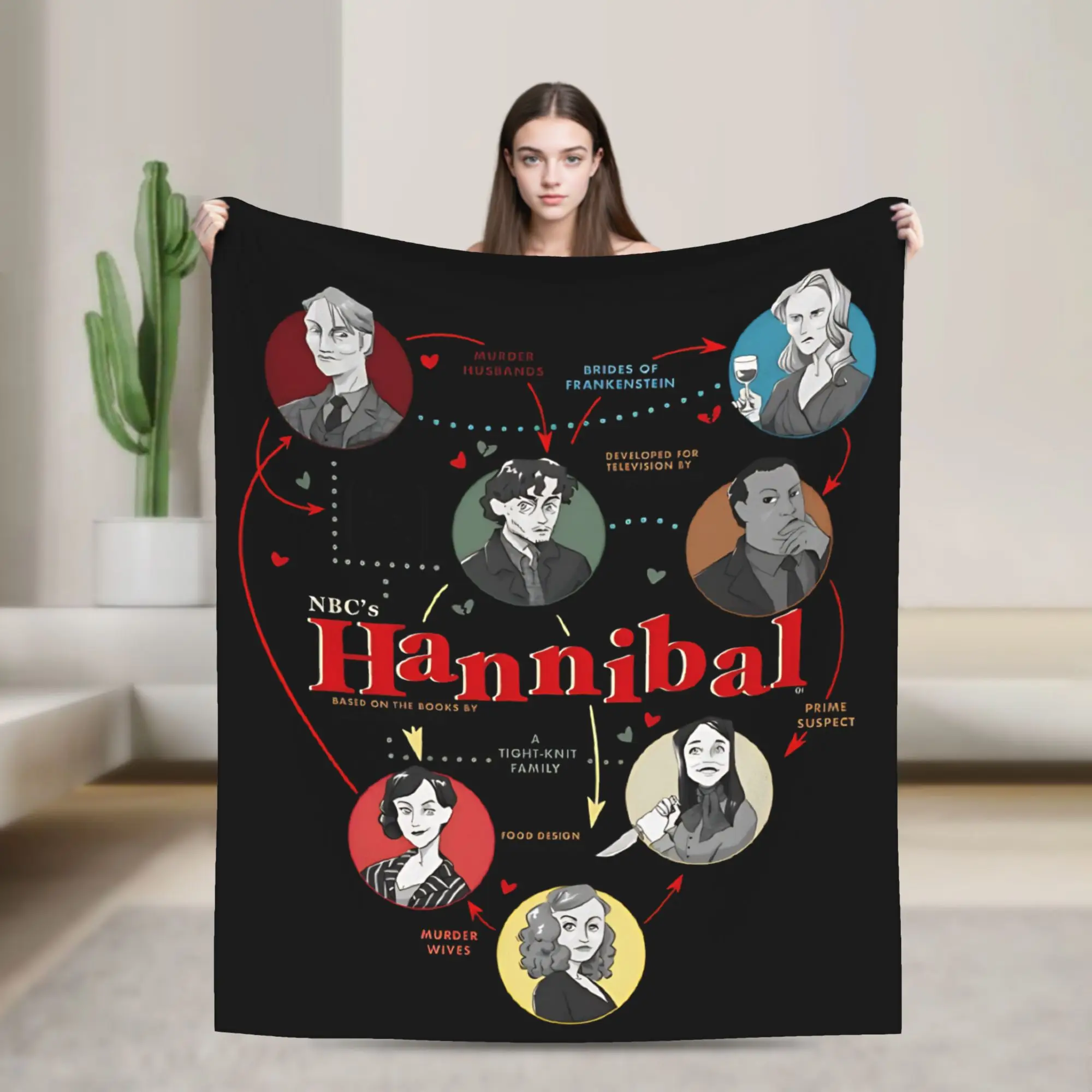 

FalsettosHannibal Mashup Blanket Plush Novelty Breathable Throw Blankets for Home Restaurant Autumn/Winter,