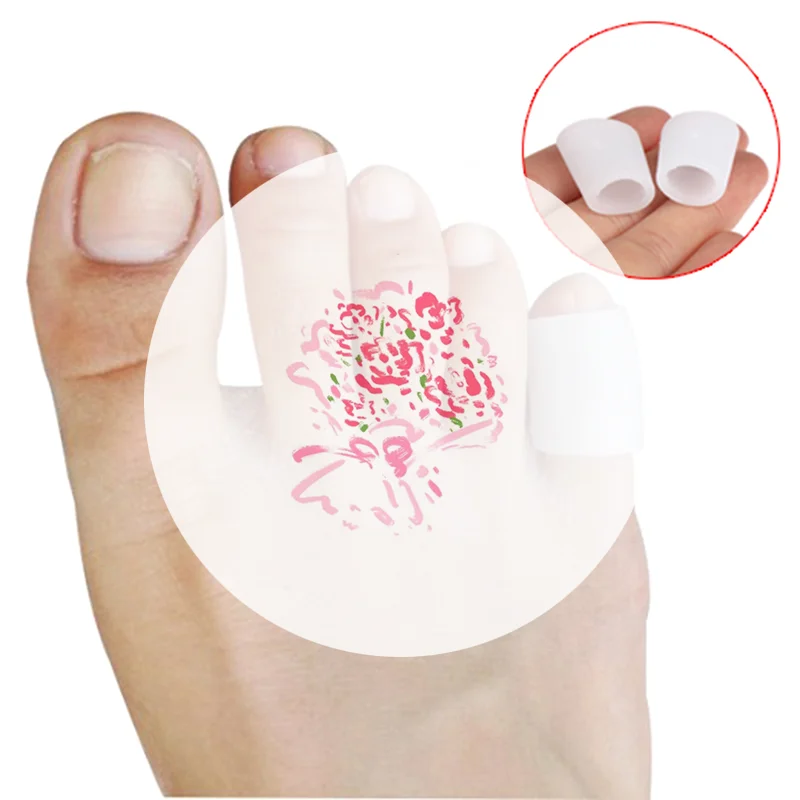 6 unids/lote Gel de silicona dedo pequeño tubo callos ampollas Corrector Pinkie Protector Gel juanete dedo del pie protección Gel manga