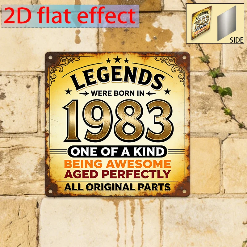 2D Metal Tin Sign - Retro Vintage 1983 Decor, 8x8 Inch Outdoor Wall Plaque, Rustic Bar Office Home Decoration, Unique 2D Printed