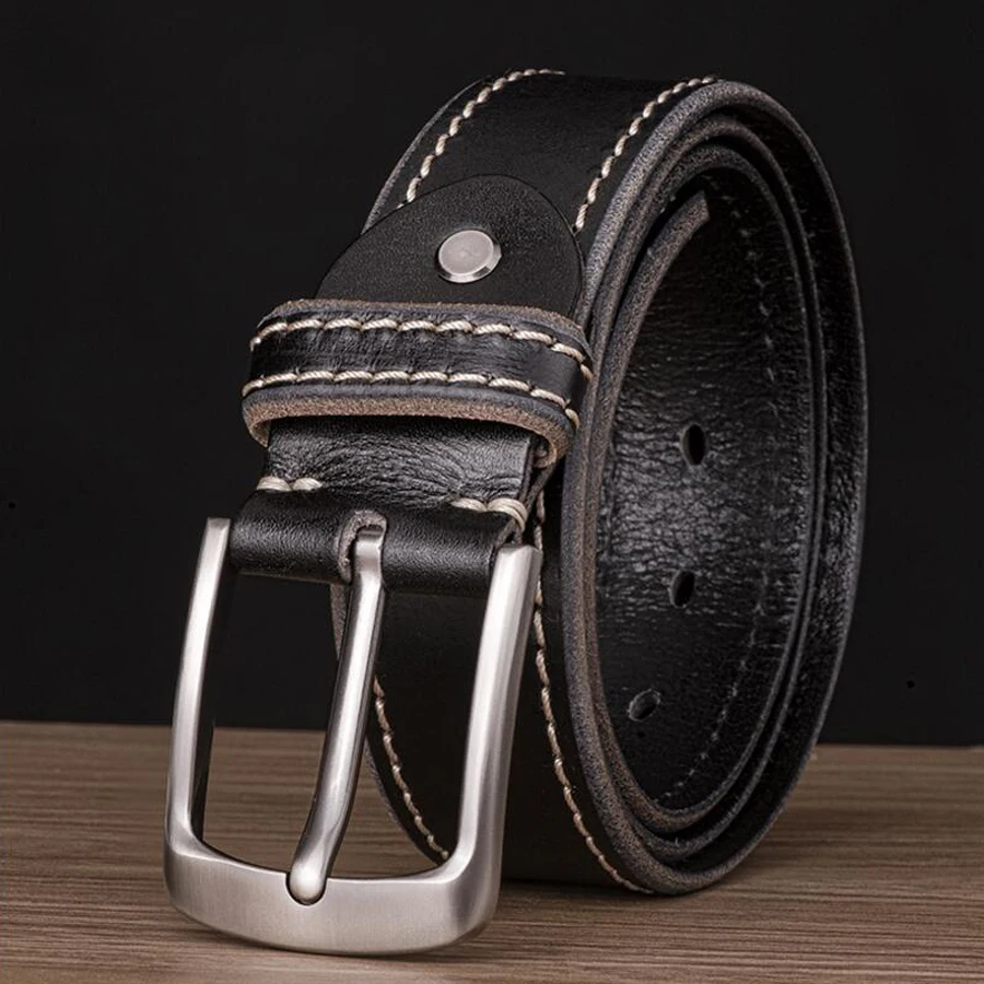 Pin Buckle Belt Genuine Leather Belts for Men NEW Designer Belt Fashion Waistband for Male