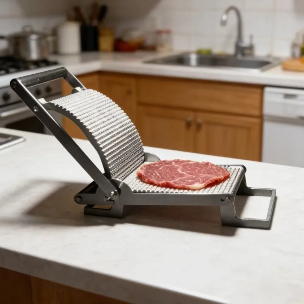 Manual Clip on Meat Tenderizer 304 Stainless Steel Non-slip Handle Meat Presser Effort-saving Meatloaf Maker Restaurant