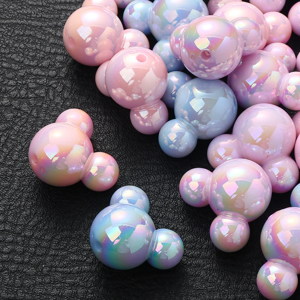 5Pcs/lot Cartoon Mouse Acrylic Beads Shiny Colorful Loose Spacer Beads For DIY Jewelry Making Bracelet Necklace Accessories