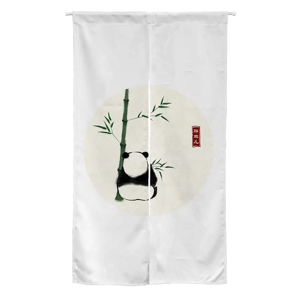 Japanese Ink Panda Cute Series Noren Doorway Curtain Polyester Blend Door Curtain for Kitchen Tapestry Wall Hanging Decoration