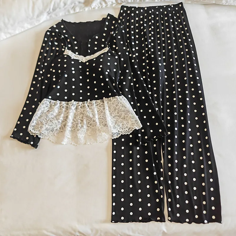 

Модный комплект: рубашка с длинным рукавом, сексуальные брюки-слинг, новая комфортная пижама из модала, женский домашний костюм из 3 предметов для сна на осень-зиму