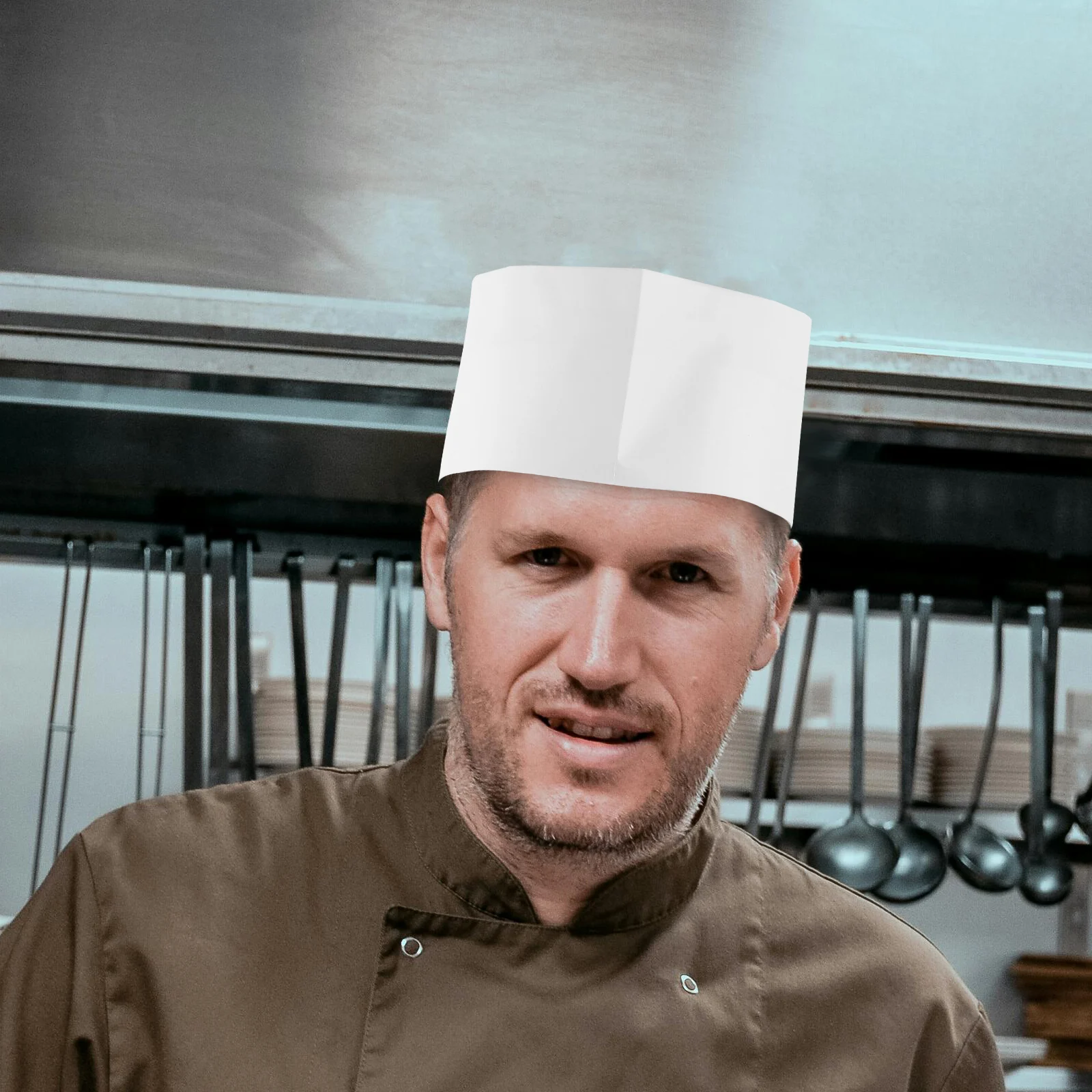 

20pcs Chef Paper Disposable Unisex Adult Toddler Kitchen Cooking White Chef Cap Elastic Uniform