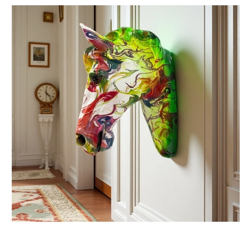 

Голова лошади 3D настенная скульптура свет роскошный металлический подвесной арт для гостиной прихожая декор стола подарок на новоселье