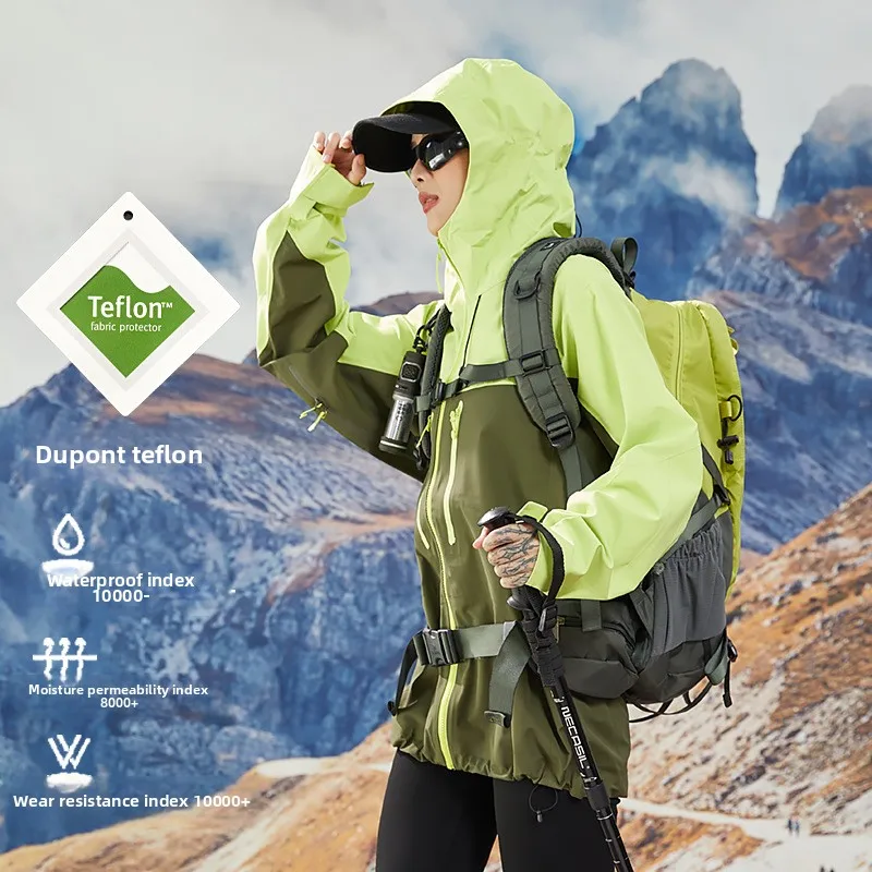 MAQVOB EU US Size Hard Shell Jacket Waterproof Single Layer Laminated Outdoor Jacket for Men Hiking and Climbing Rain Coat