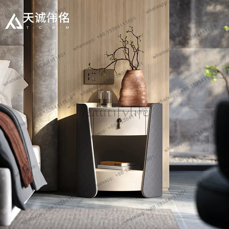 LS Italian light luxury bedside table 2 personalized fashion niche design sense advanced bedside table