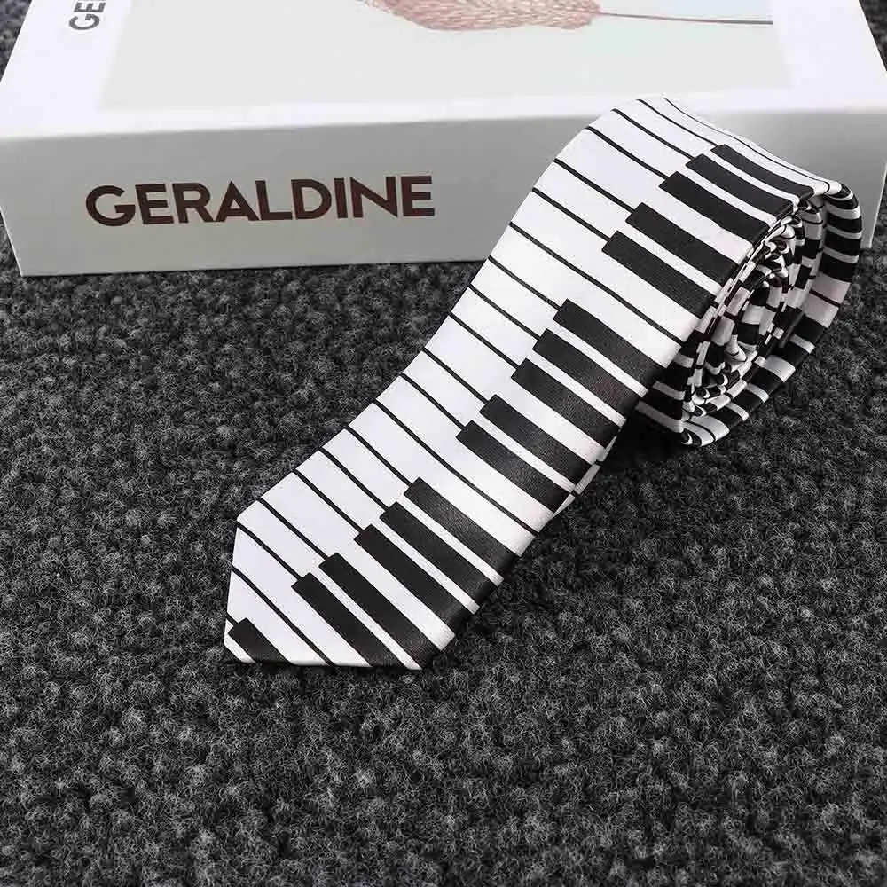 Polyester Fashion Classic Fancy Dress Black & White Skinny Tie Music Tie Piano Keyboard Necktie