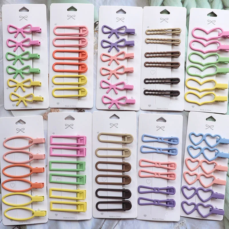 6pcs Snap Hair Clips for Girls Clip Pins BB Hairpins Color Metal Barrettes for Baby Children Women Girls Styling Accessories