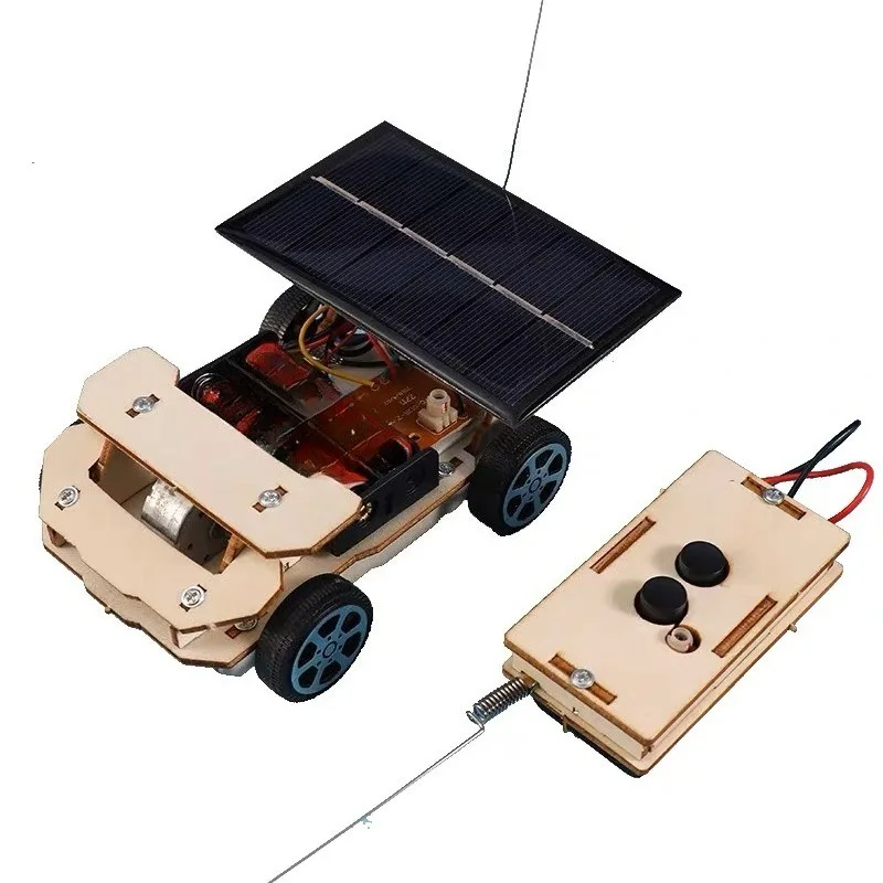 2-in-1 solar car, children's Diy handcrafted assembly model, Diy 3d wooden jigsaw puzzle, educational toys, children's gifts