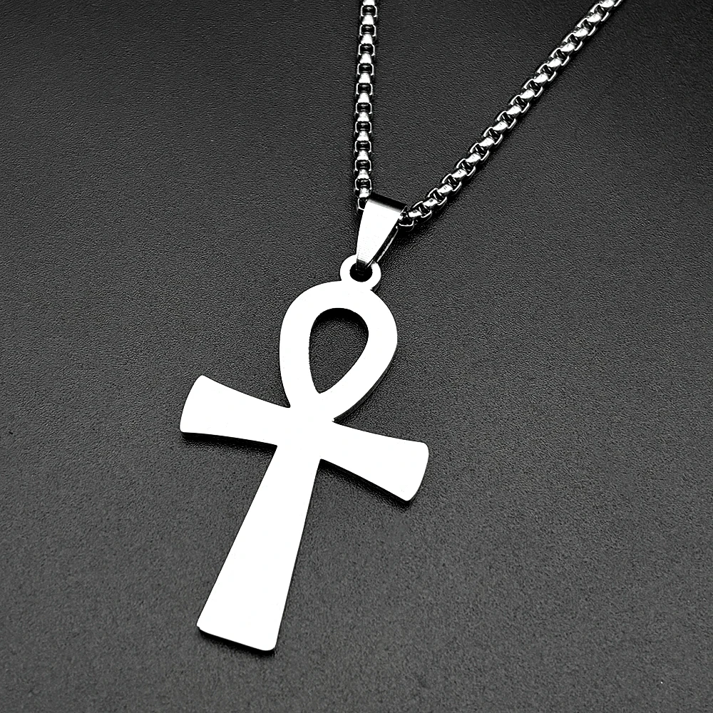 Egyptian Ankh Cross Key Of Life Pendant Necklaces for Women Men Stainless Steel Gold Color Egypt Hieroglyph Chain Jewelry Gift