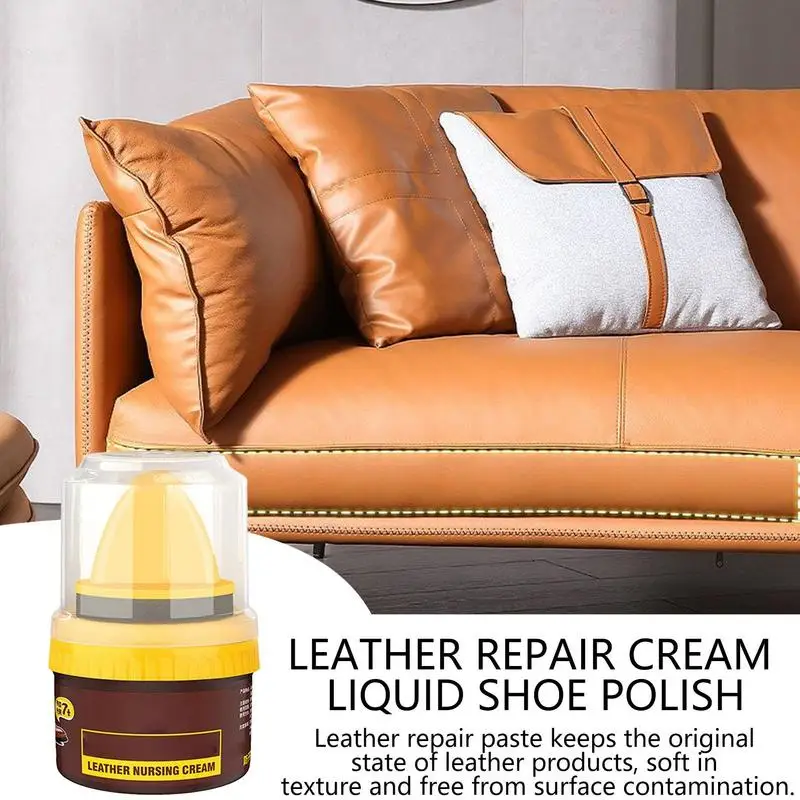 Crema líquida para zapatos con aplicador de esponja, crema para reparación de zapatos de cuero resistente a la decoloración para restaurar el Color