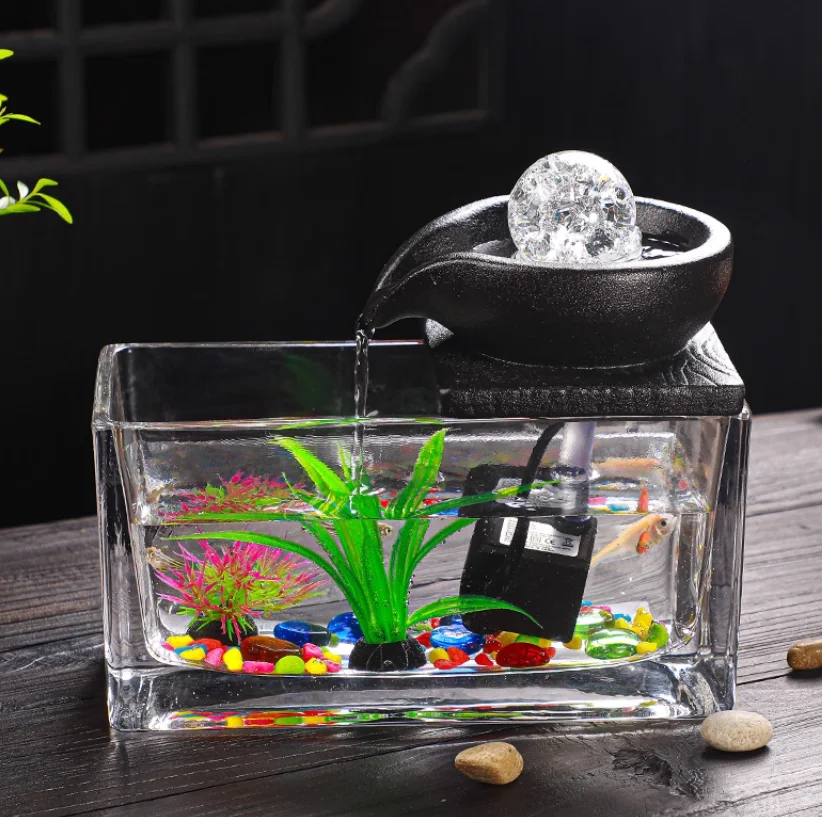 

Миниатюрный декоративный керамический фонтан для дома с ночным освещением