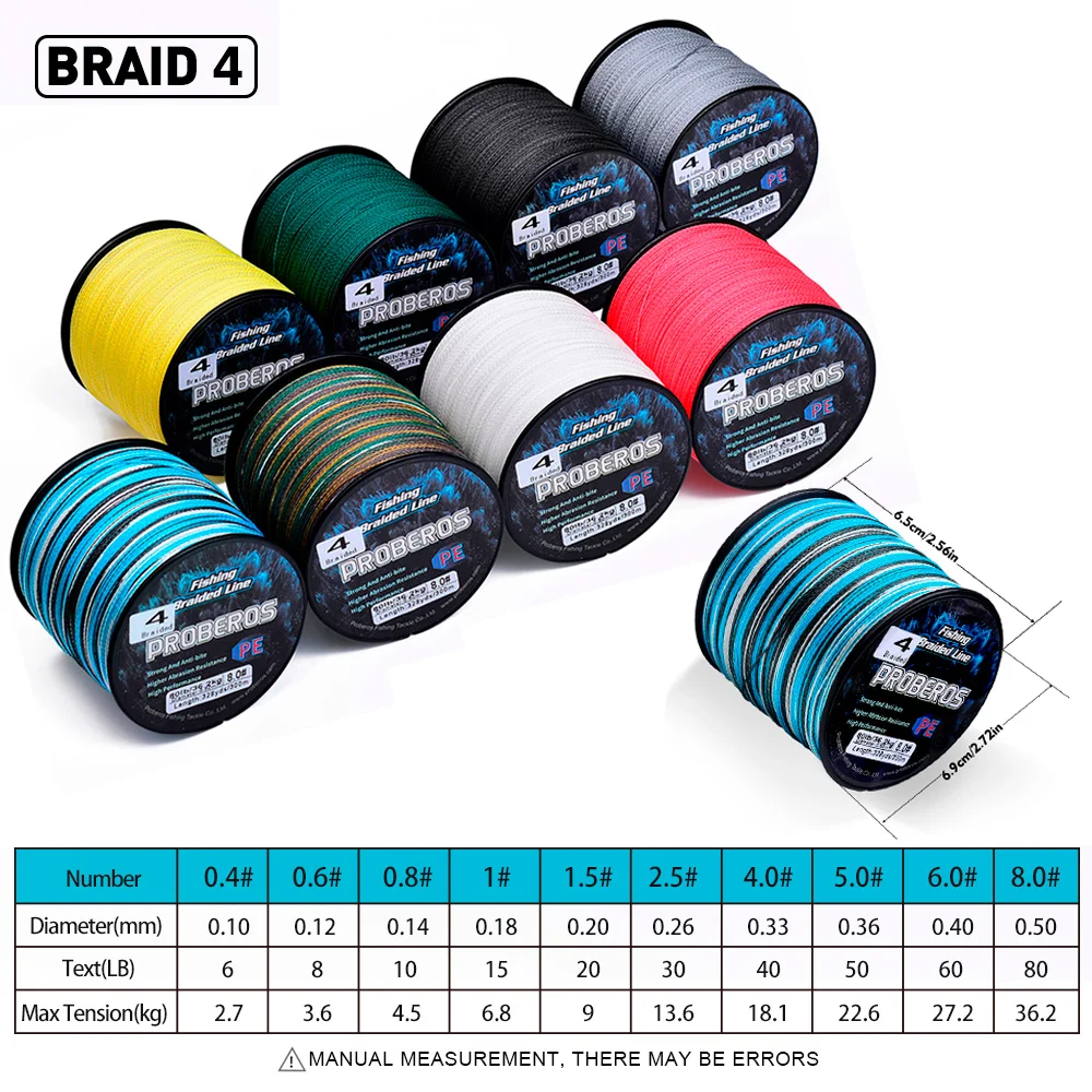 خيط صيد مجدول من Proberos - 300M/328YDS، قيمة توتر قوية للغاية 6-80 رطل وسلس للصب لمسافات طويلة #3