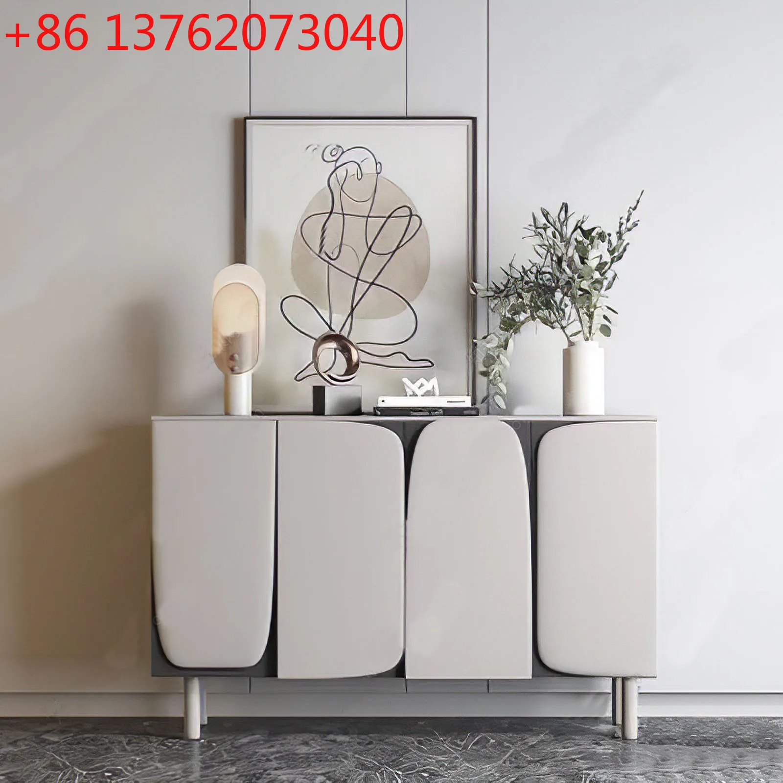 

Gray and white lacquered dining side modern simple entrance cabinet multi-functional storage cabinet
