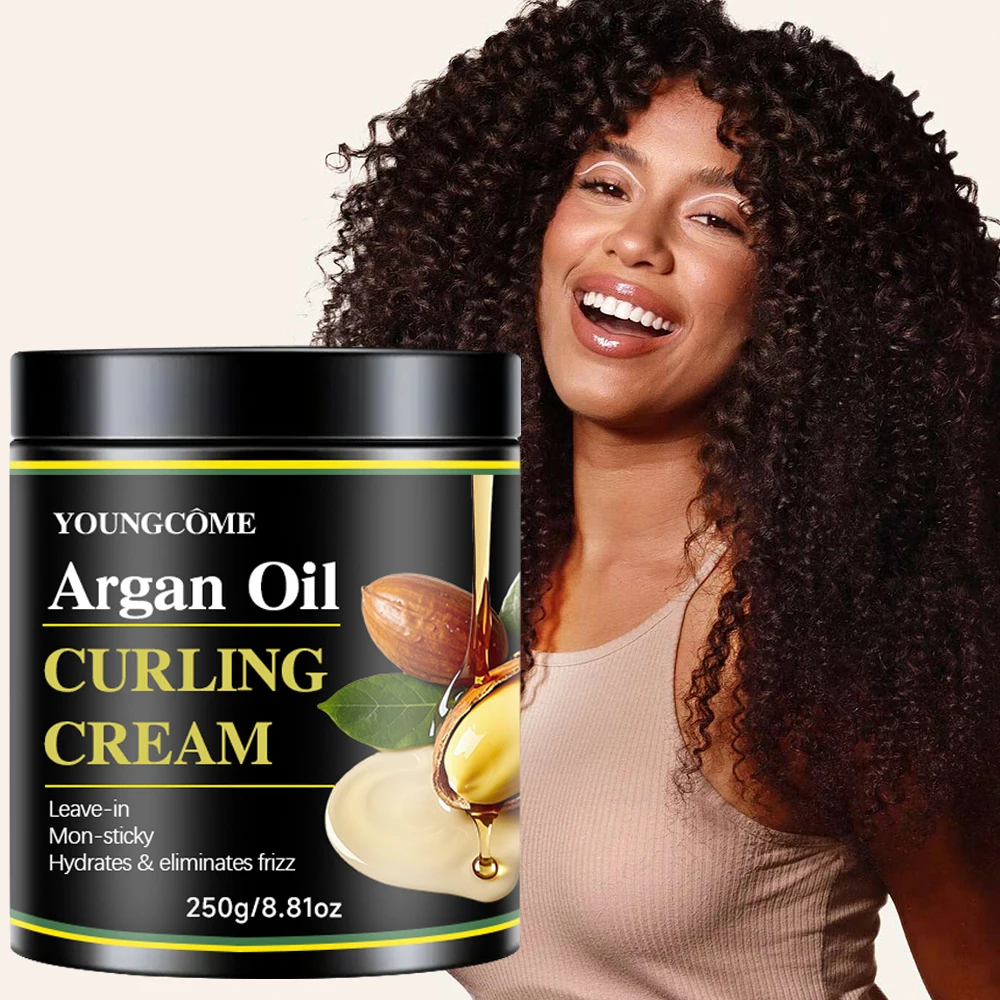 كريم تحديد تجعيد زيت الأركان، كريم تصفيف كريمي خالي من السيليكون لتجعيد الشعر الضيق والضفائر والملفوف وأنماط الغسيل والذهاب #2