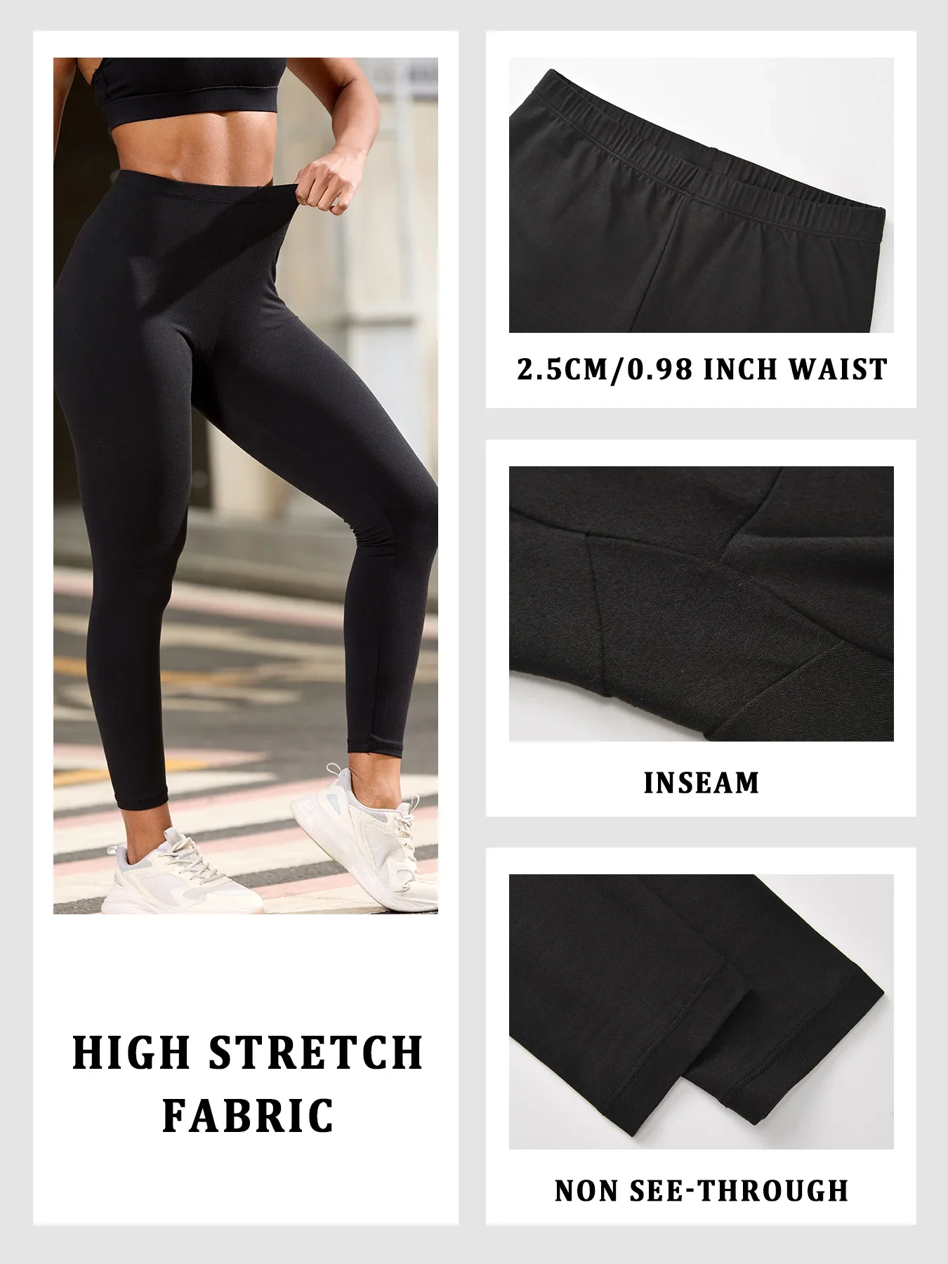 3 Pack Women's Super Soft Leggings High Elasticity No See Through Workout Yoga Running Athletic Push Up Gym Fitness Leggings