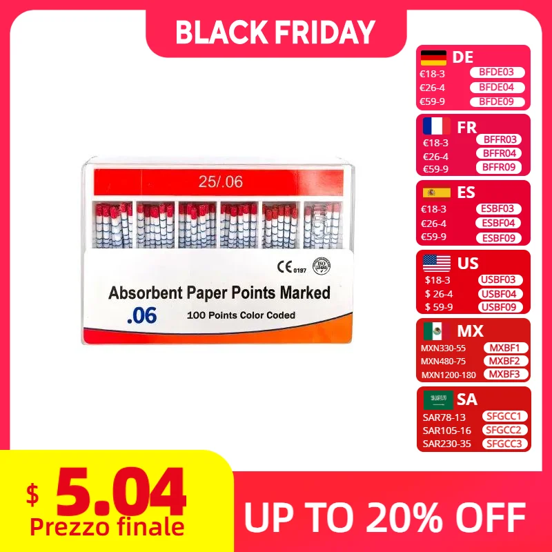 

06 Taper Dental Absorbent Paper Points mm marked 25# Paper Points Root Canal Absorption Pure Cotton Fiber Dental Material