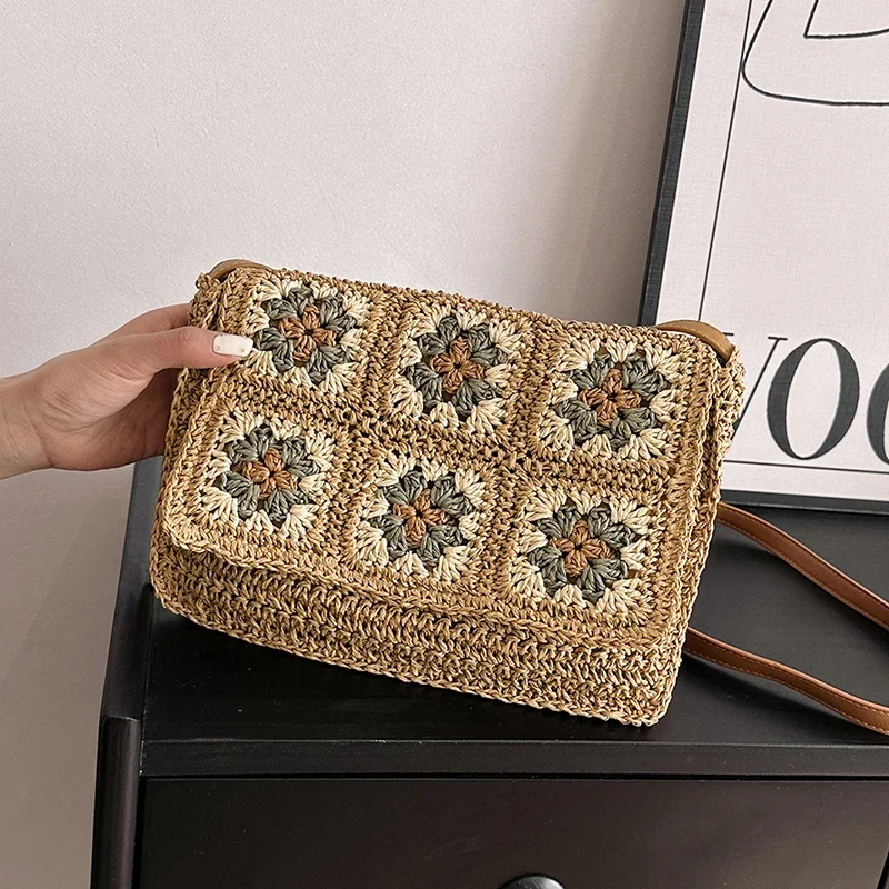 Solidny zamek błyskawiczny Knitting Flowers Shoulder Bags Fashion Flap Simple Crossbody Bag 2024 Hot Sale Bags for Women Bolsas De Hombro