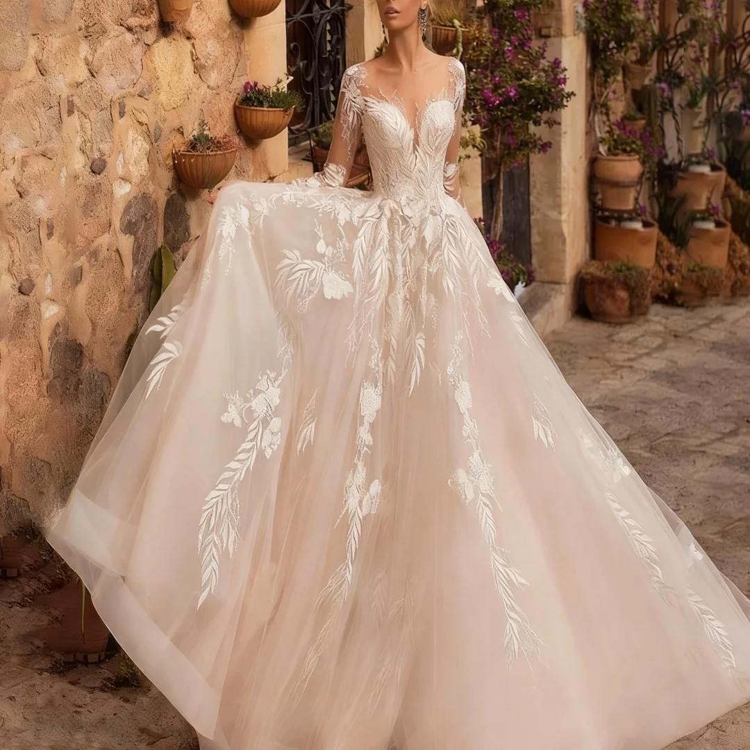 

Customized A-line Wedding Dresses Luxurious For Women Bride Strapless Formal Bride Porm Party Gowns