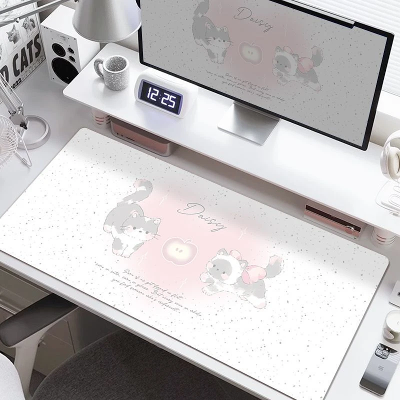 Kawaii Kitten LPu Leather Mousepad Office Desk Mat Mouse Pad Computer Speed Type Carpet Mat Player Laptop Keyboard Cartoon
