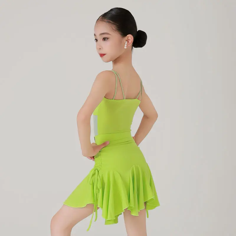 Avocado Green Halter Latin Dance Split Outfit Rumba Cha Cha Tango Daily Training Competition Stage Performance Dance Wear Set