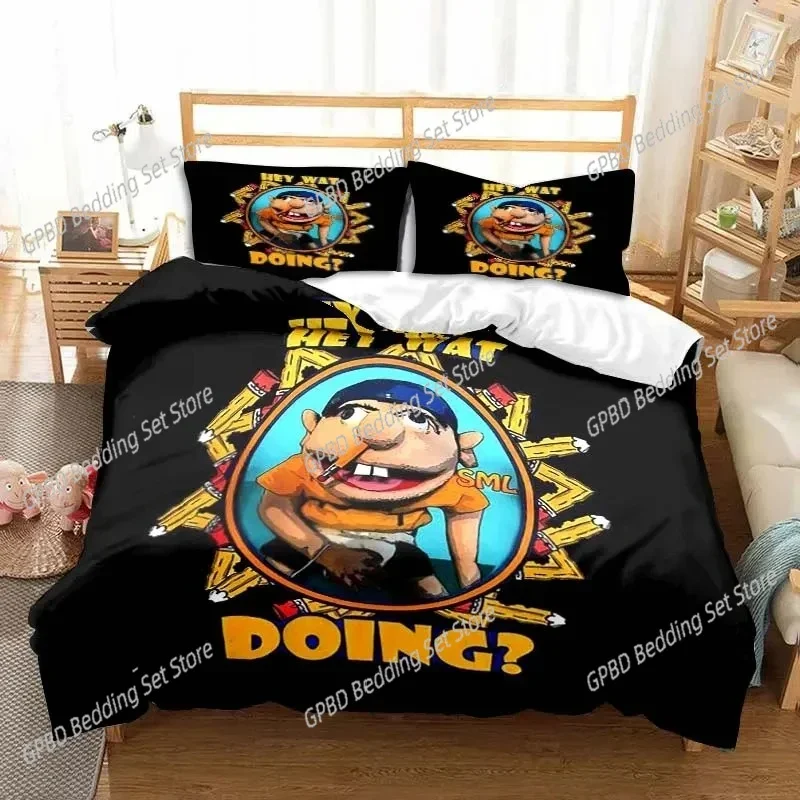 3D Print SML Cartoon Jeffy Bedding Set,Duvet Cover Comforter Bed Set Quilt Cover Pillowcase,King Queen Twin Size Boy Girl Adult