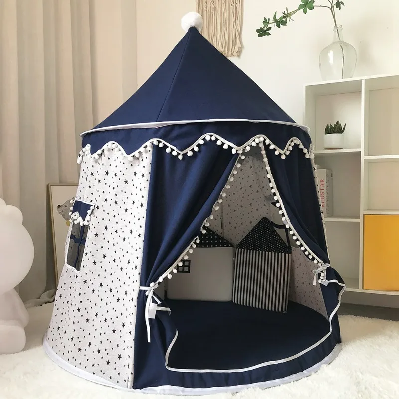 Large Space Children Tent Indoor Child Teepee Tent Breathable Linen Cotton Fabric Girls Tent House Safety Soft Child Game Houses
