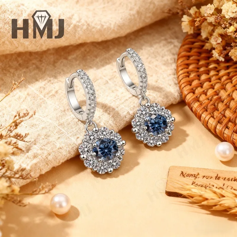 

Moissanite Round Cut Earrings D White/Light Green/Champagne/Vivid Blue Elegant Holiday Jewelry for Christmas Easter