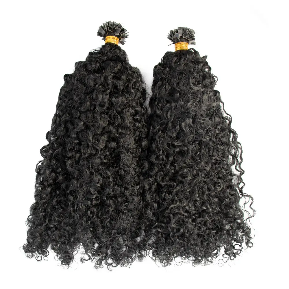 Malaysia Remy Human Hair Sassy Curly Flat Tip Keratin Fusion Hair Extensions Pre Bonded Human Hair Extensions 100Pcs