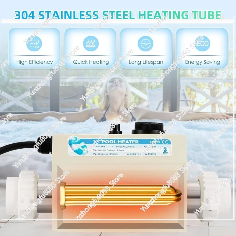 

Электрический нагреватель для бассейна 3 кВт, 220 В, с термостатом и регулировкой температуры для гидромассажных ванн